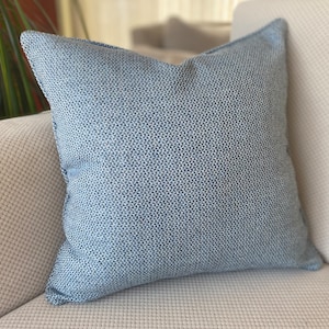 Any Size Woven Blue Pillow, Blue Woven Textured Cushion with Piping, Farmhouse Pillow, Woven Textured Euro Sham, Boho Pillow Cover