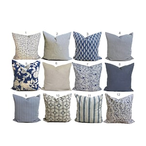 Blue Tan Pillow COVER, Blue Throw Pillows, Blue Gray Pillow Covers, Blue Euro Sham, Covers for 20x20, 18x18, 16x16 Pillows, ALL SIZES
