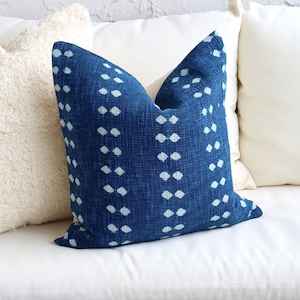 Indigo Royal Blue Throw Pillows, Decorative Pattern Pillows, Bedroom, Living Room, Sofa Decor