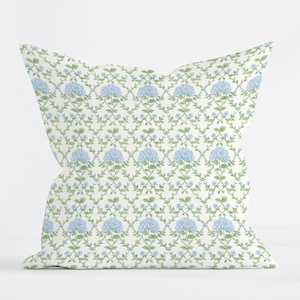 Blue and Green Pillows Green Throw Pillows Green and Blue Pillow Covers Dorm Decor Blue Throw Pillow Hydrangea Pillow Light Blue Pillows