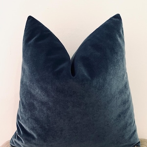 Smokey Blue Velvet Pillow Cover, Luxury Throw Pillows, Decorative Cushion Case, Euro Pillow Sham, Couch Comfy Cushions, Blue Cushion Cover